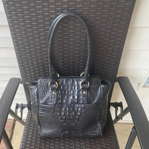 Brahmin Croc Embossed Tote Bag, Black - Picture 4 of 17